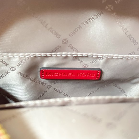 Michael Kors Jet Set Travel North South Flight Chain Crossbody Bag Bright Red - Picture 10 of 13